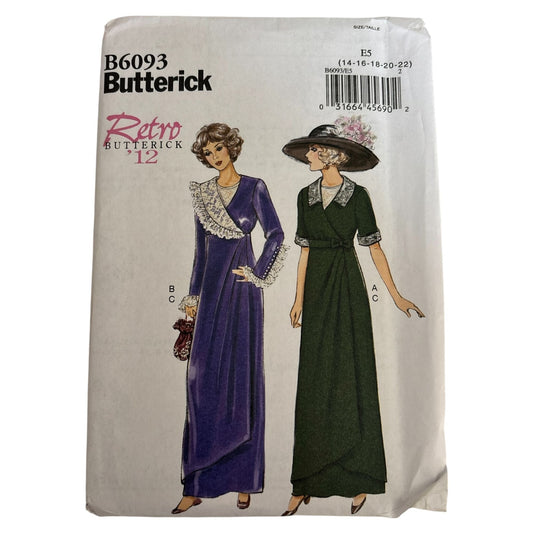 Butterick Sewing Pattern B6093 1910s Retro '12 Dress Edwardian Titanic Era 14-22 2014 Uncut