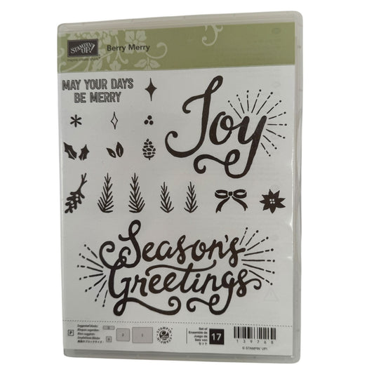 Stampin Up Acrylic Stamp Berry Merry Set Holiday Seasons Greetings Christmas