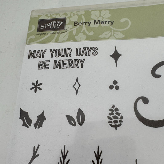 Stampin Up Acrylic Stamp Berry Merry Set Holiday Seasons Greetings Christmas