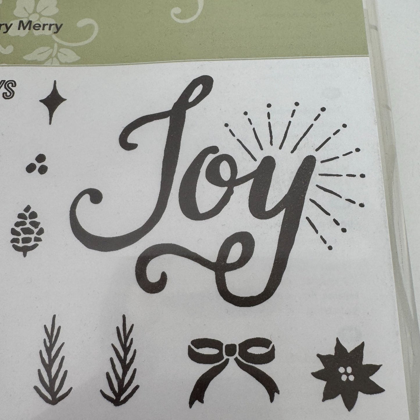 Stampin Up Acrylic Stamp Berry Merry Set Holiday Seasons Greetings Christmas