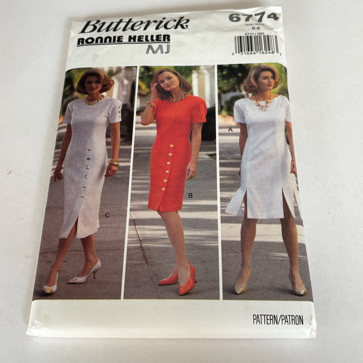 Butterick Sewing Pattern 6774 90s Minimalist Dress Vintage Sheath Classic Chic 6 8 Uncut