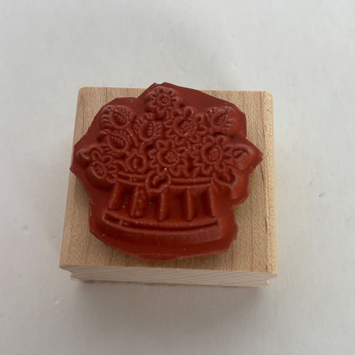 Stampin Up Wood Rubber Stamp Barrel of Flowers Spring Garden Card Making Craft