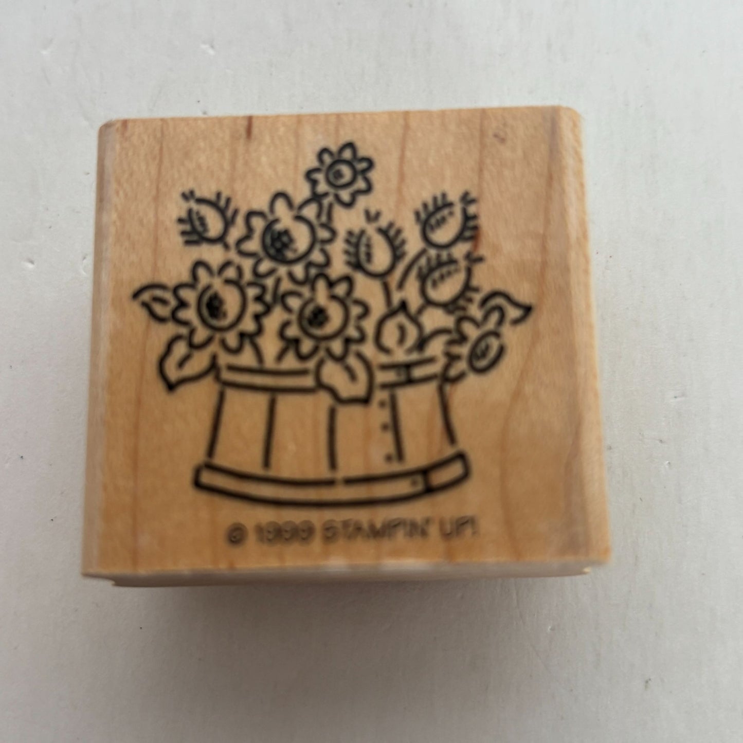 Stampin Up Wood Rubber Stamp Barrel of Flowers Spring Garden Card Making Craft