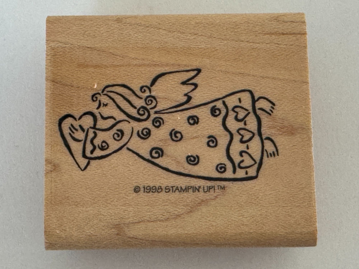 Stampin Up Rubber Stamp Angel Heart Flying Crafting Valentines Day Card Making