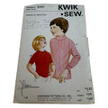 Kwik Sew Sewing Pattern 540 Boys Pullover Long or Short Sleeves Shirt Ages 2-4-6