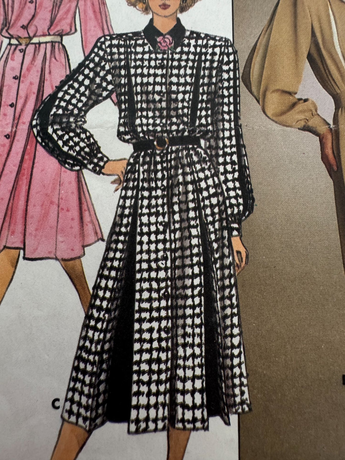 Butterick Sewing Pattern 3407 Vintage 80s Dress Size 8 10 12 A-Line Midi Belted