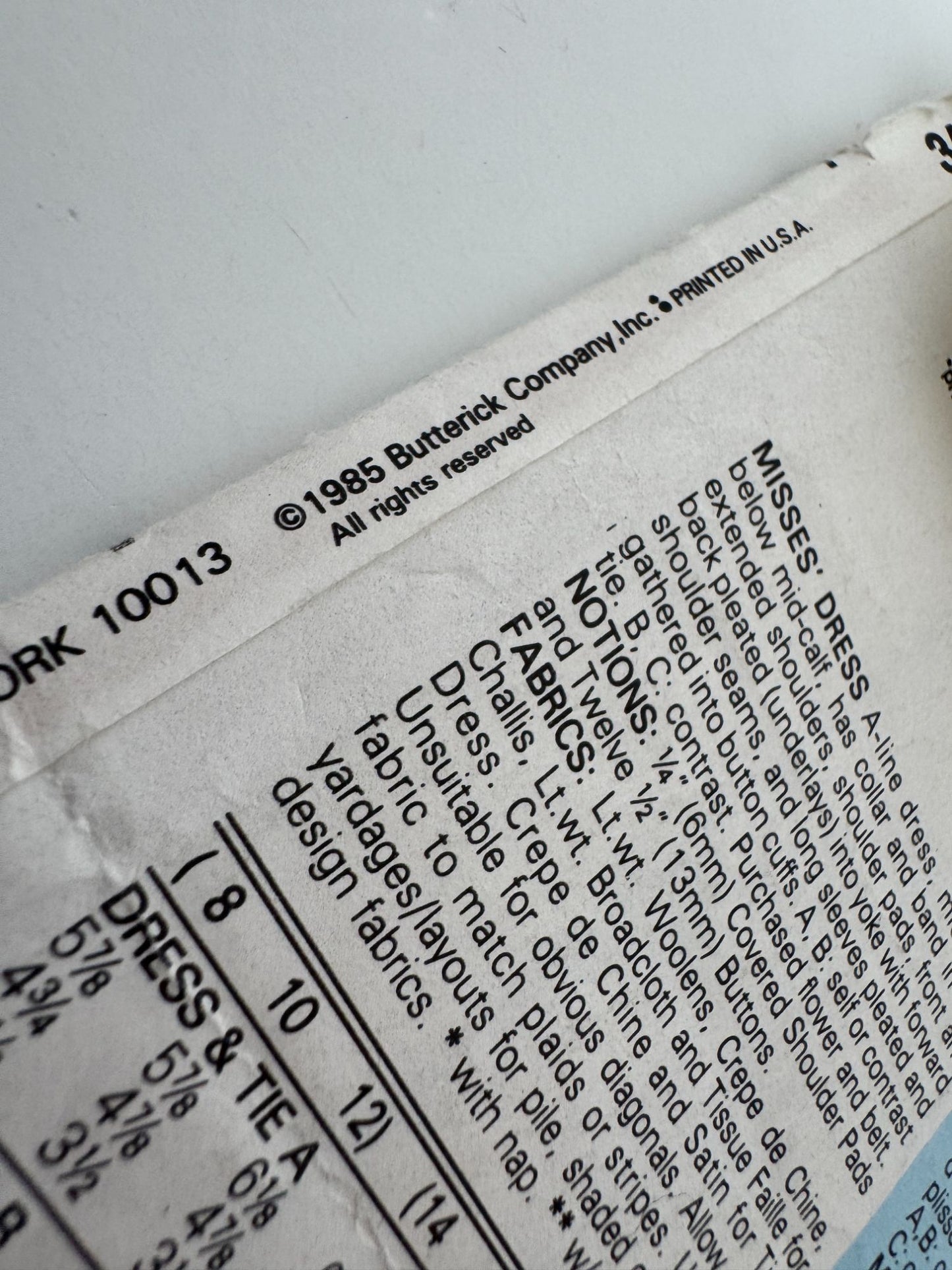 Butterick Sewing Pattern 3407 Vintage 80s Dress Size 8 10 12 A-Line Midi Belted