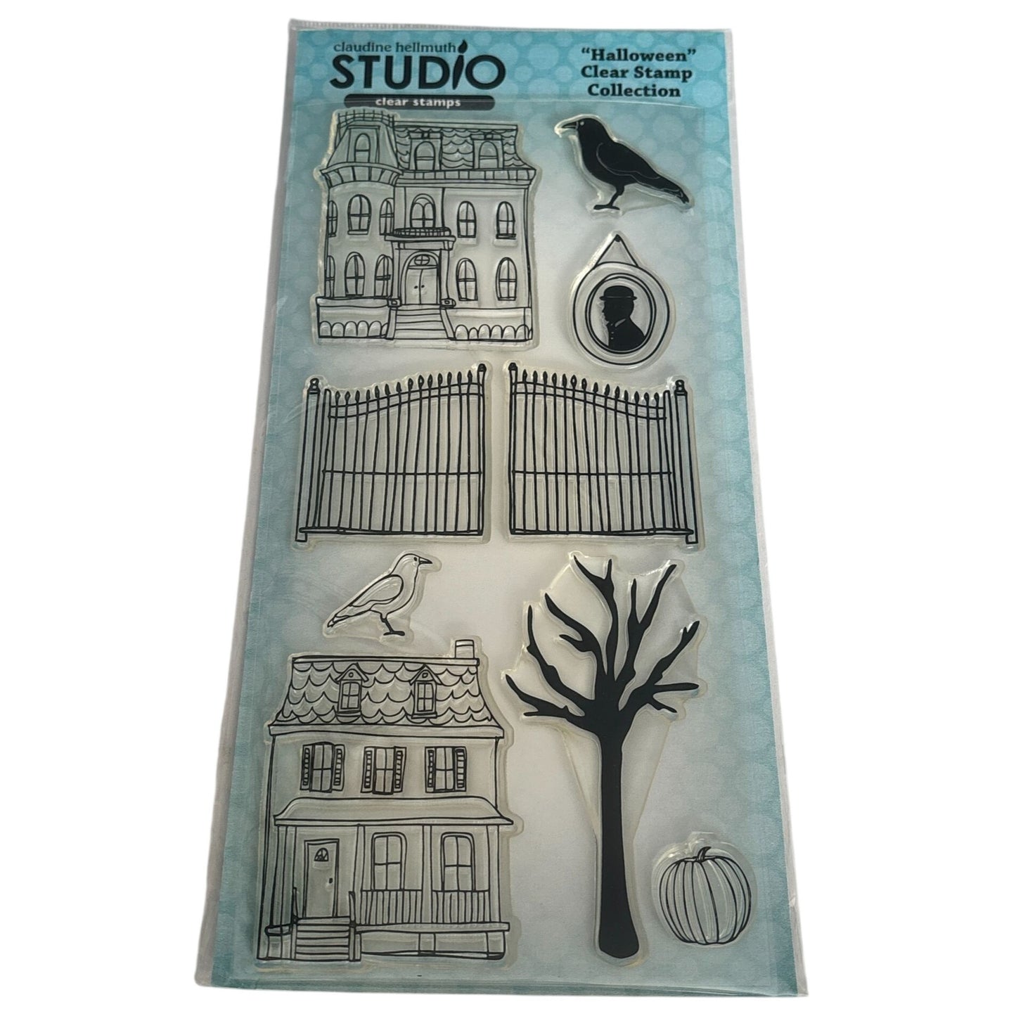 Claudine Hellmuth Halloween Clear Stamps Stampers Anonymous Cardmaking Craft Haunted House Raven Fence Pumpkin