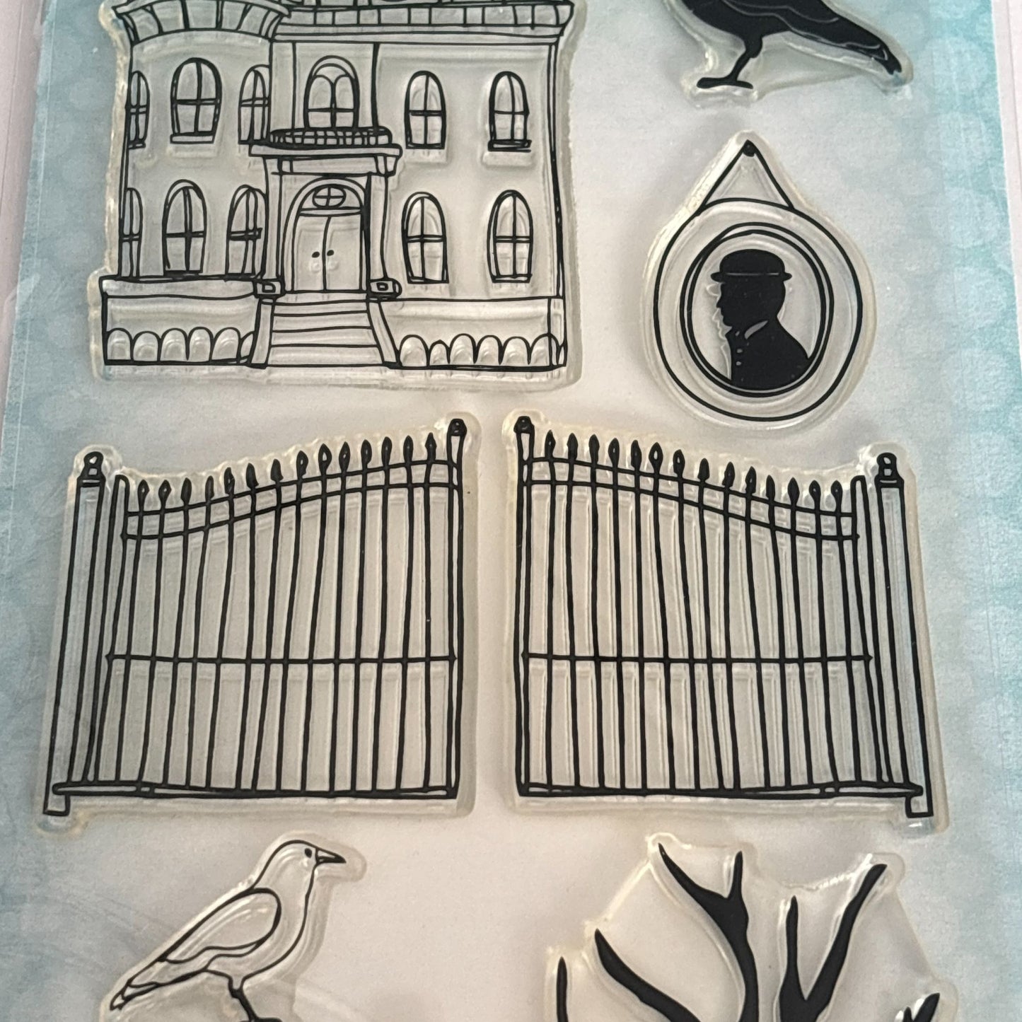 Claudine Hellmuth Halloween Clear Stamps Stampers Anonymous Cardmaking Craft Haunted House Raven Fence Pumpkin