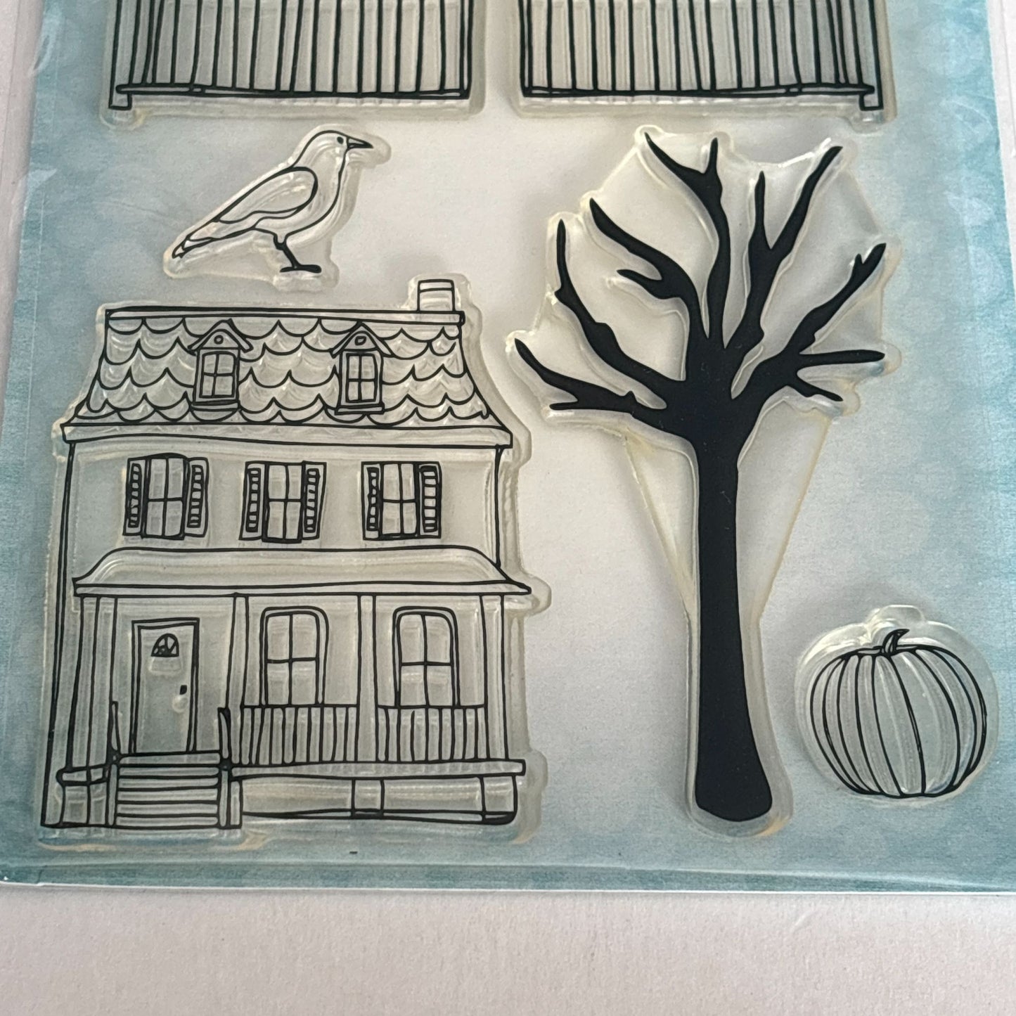 Claudine Hellmuth Halloween Clear Stamps Stampers Anonymous Cardmaking Craft Haunted House Raven Fence Pumpkin
