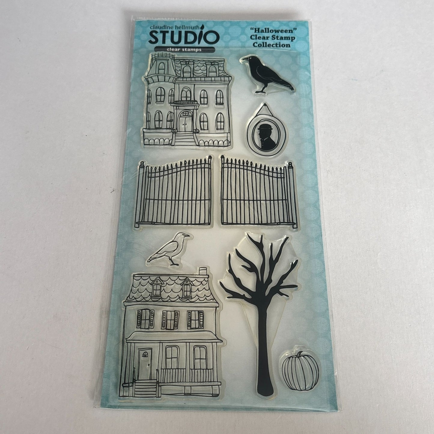 Claudine Hellmuth Halloween Clear Stamps Stampers Anonymous Cardmaking Craft Haunted House Raven Fence Pumpkin