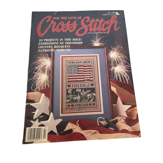 For The Love Of Cross Stitch Magazine July 1989 Patriotic American Flag Santas