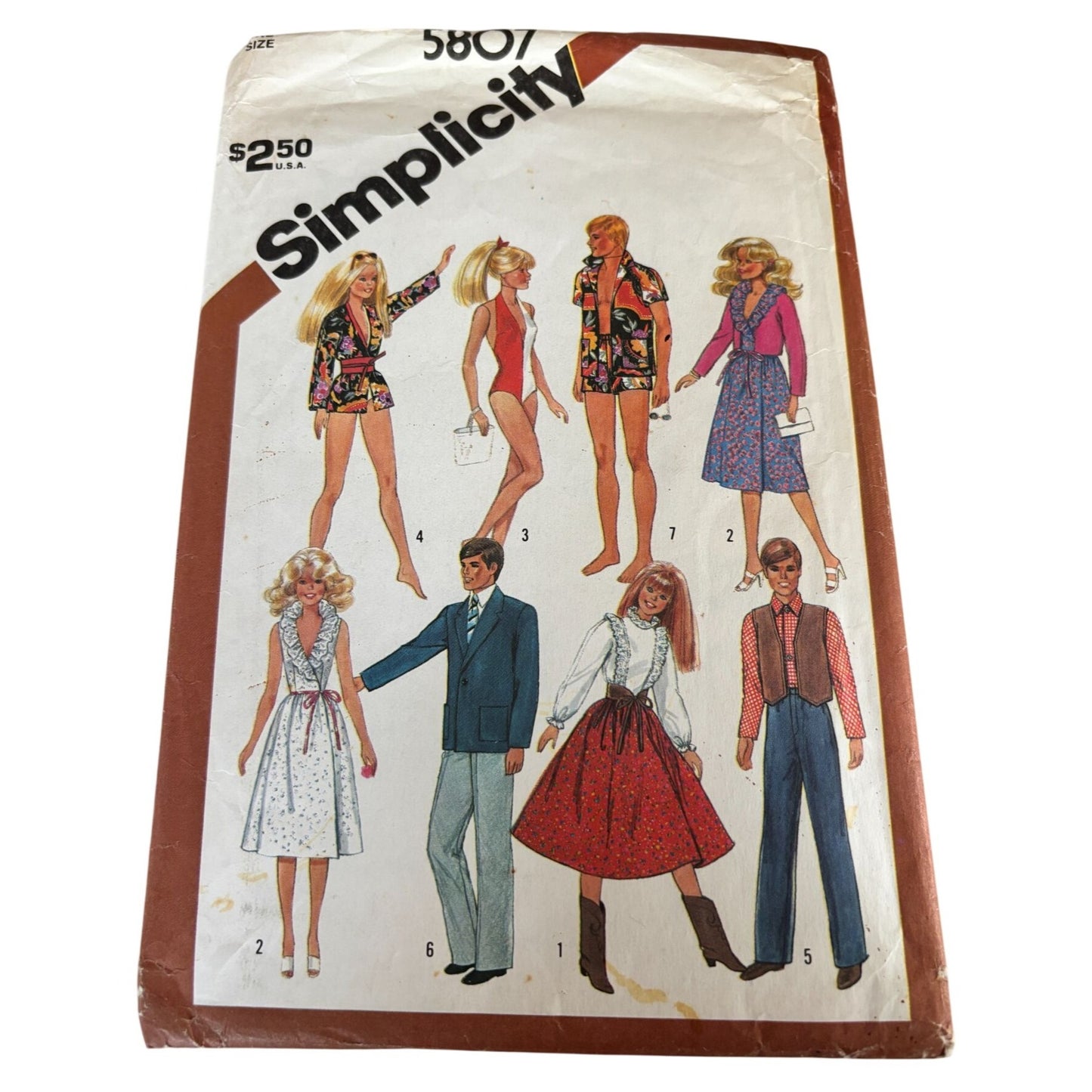 Simplicity Sewing Pattern  5807 Doll Clothes UC 1980s Barbie GI Joe Wardrobe