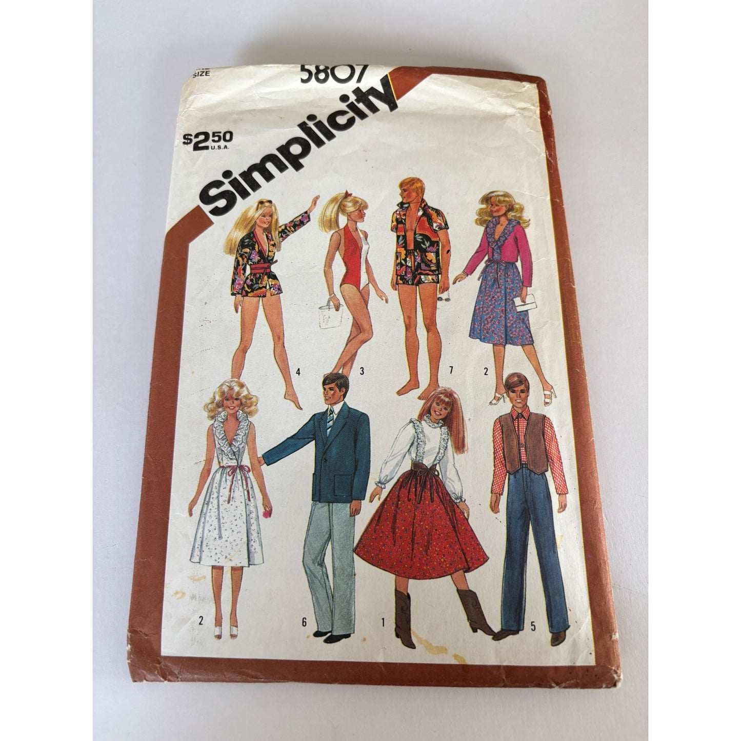 Simplicity Sewing Pattern  5807 Doll Clothes UC 1980s Barbie GI Joe Wardrobe