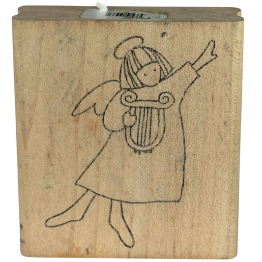 PrintWorks Rubber Stamp Angel Harp Claire Religious Christian Music Crafting