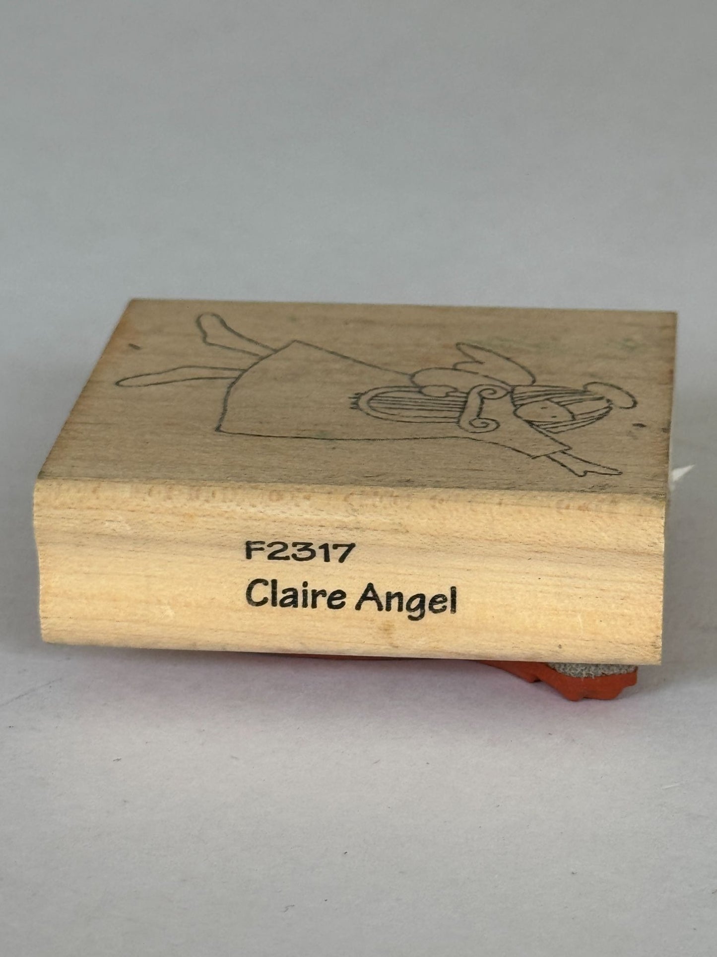 PrintWorks Rubber Stamp Angel Harp Claire Religious Christian Music Crafting