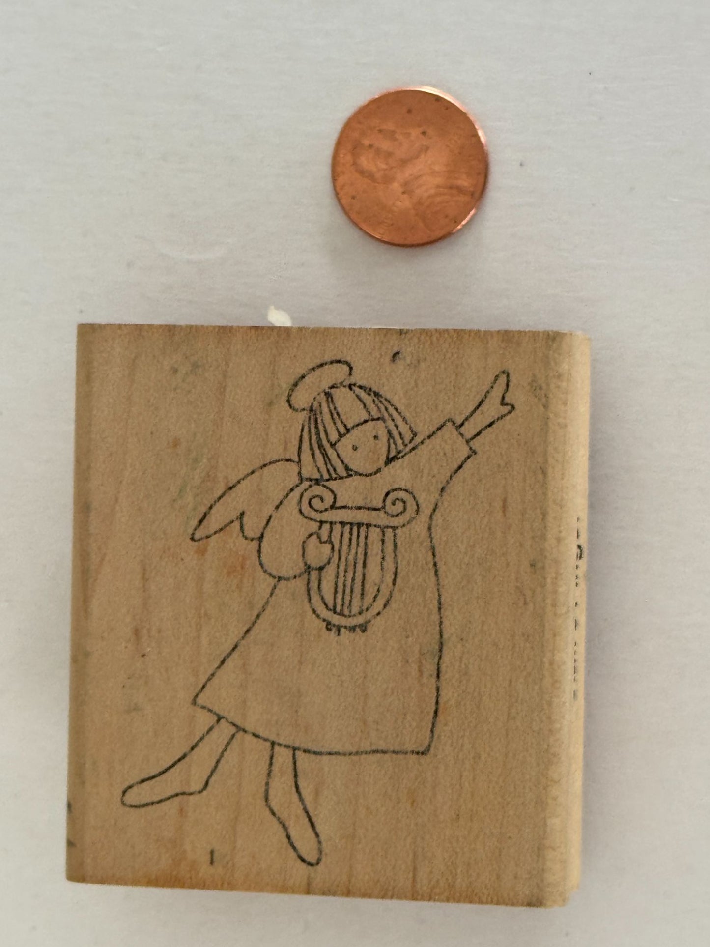 PrintWorks Rubber Stamp Angel Harp Claire Religious Christian Music Crafting