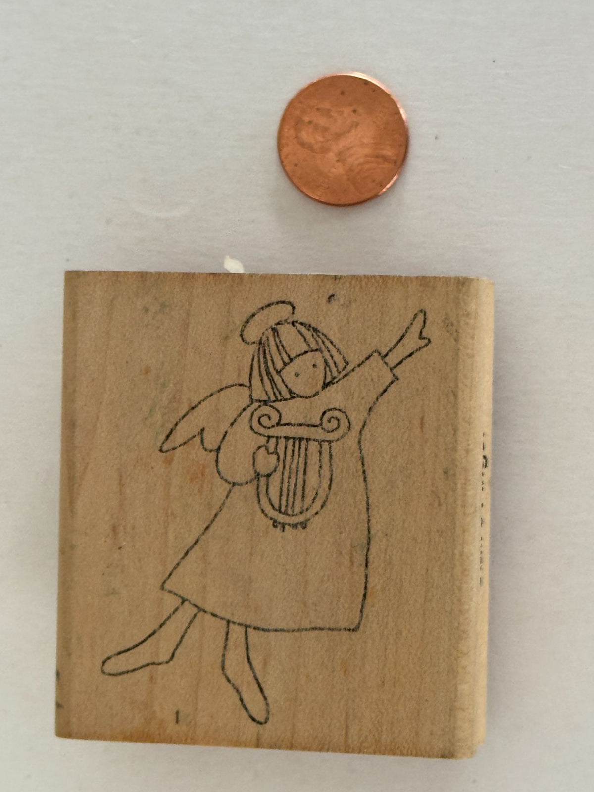 PrintWorks Rubber Stamp Angel Harp Claire Religious Christian Music Crafting