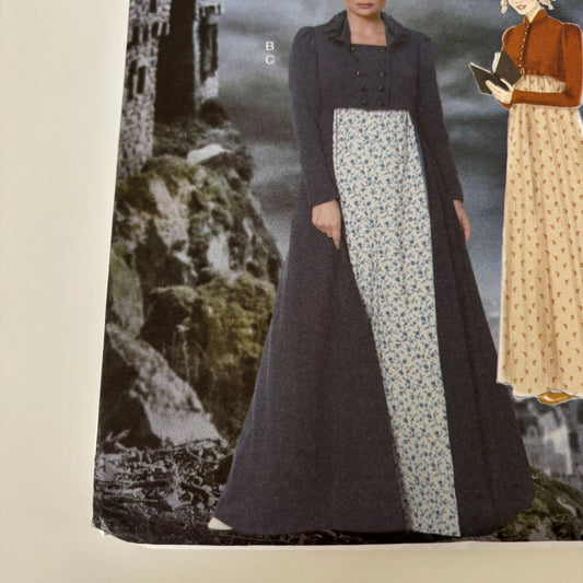 McCalls Sewing Pattern M7493 Regency Dress Coat Empire Waist Costume 14-22 Uncut