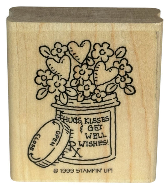 Stampin Up Rubber Stamp Hugs Kisses Get Well Wishes Card Making Words Sentiment