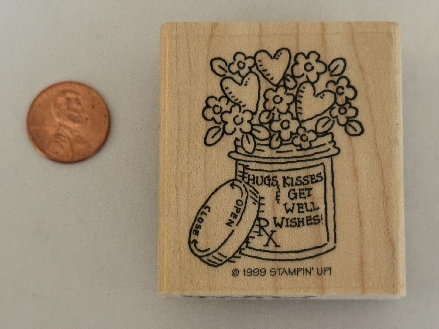 Stampin Up Rubber Stamp Hugs Kisses Get Well Wishes Card Making Words Sentiment