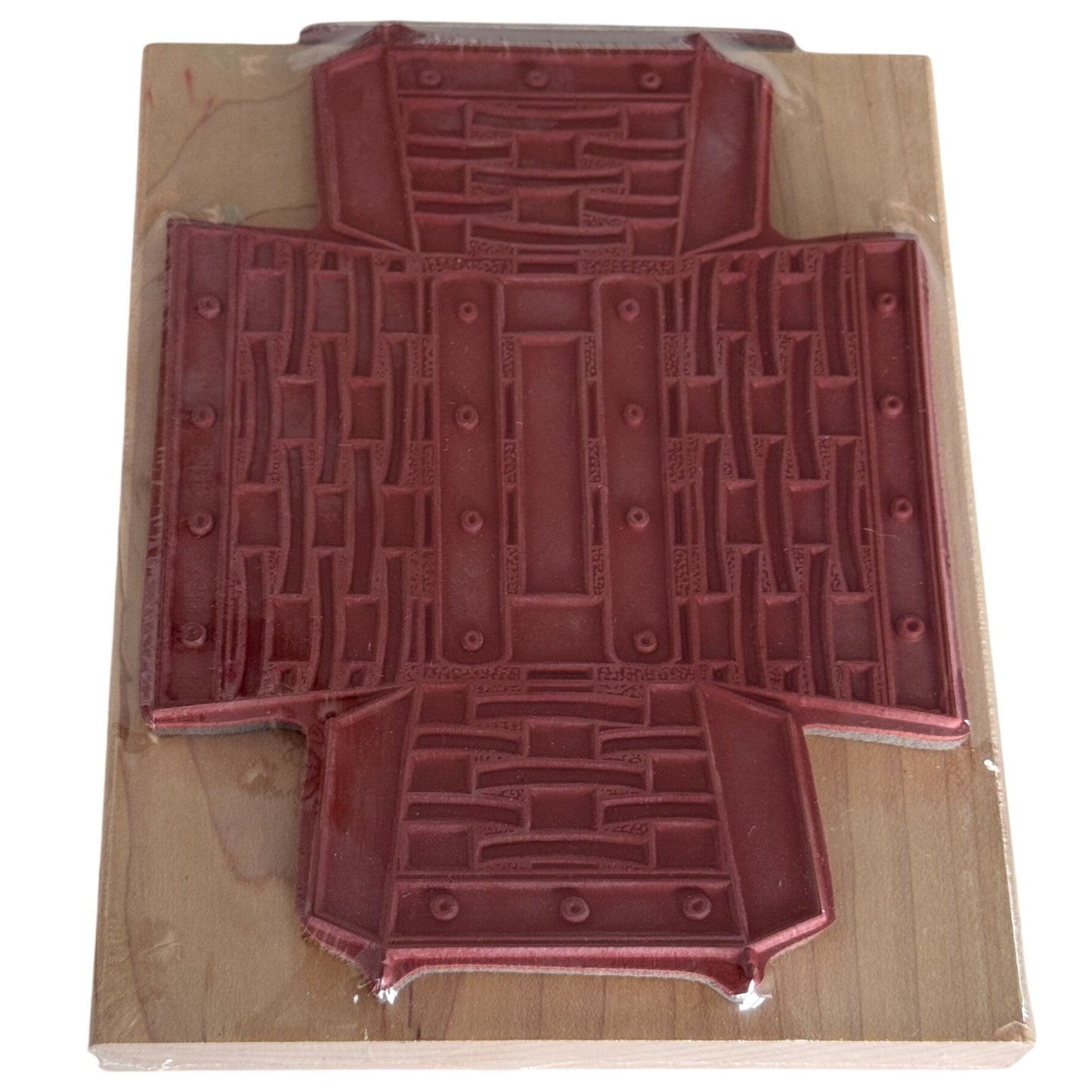 Longaberger Basket Maker Rubber Stamp Template Large 3D Wood Mounted Weave Craft Box Paper
