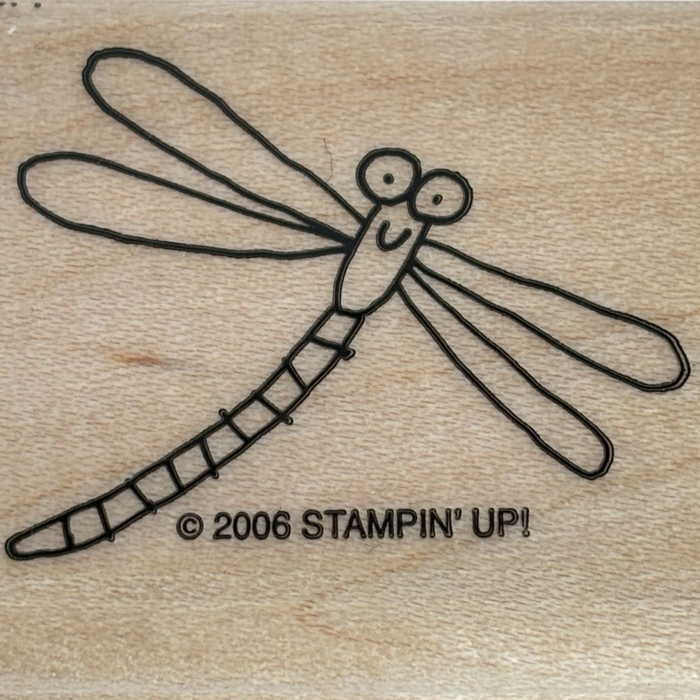 Stampin Up Wood Rubber Stamp Smiling Dragonfly Smile Garden Nature Card Making