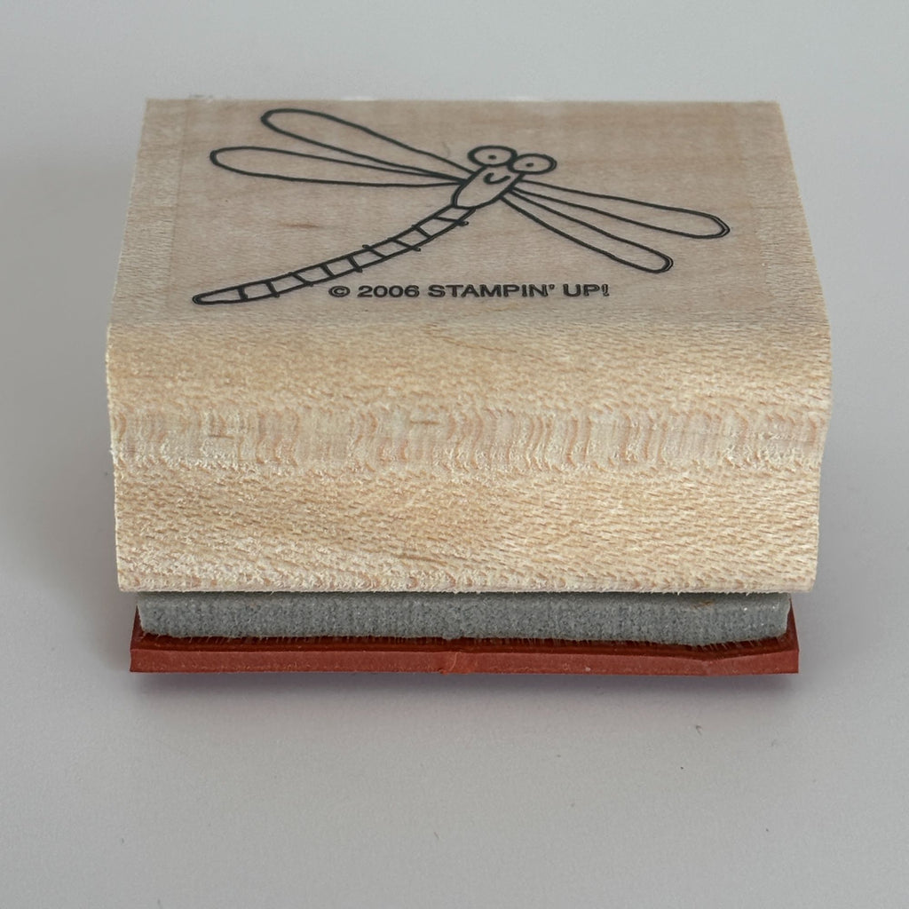 Stampin Up Wood Rubber Stamp Smiling Dragonfly Smile Garden Nature Card Making