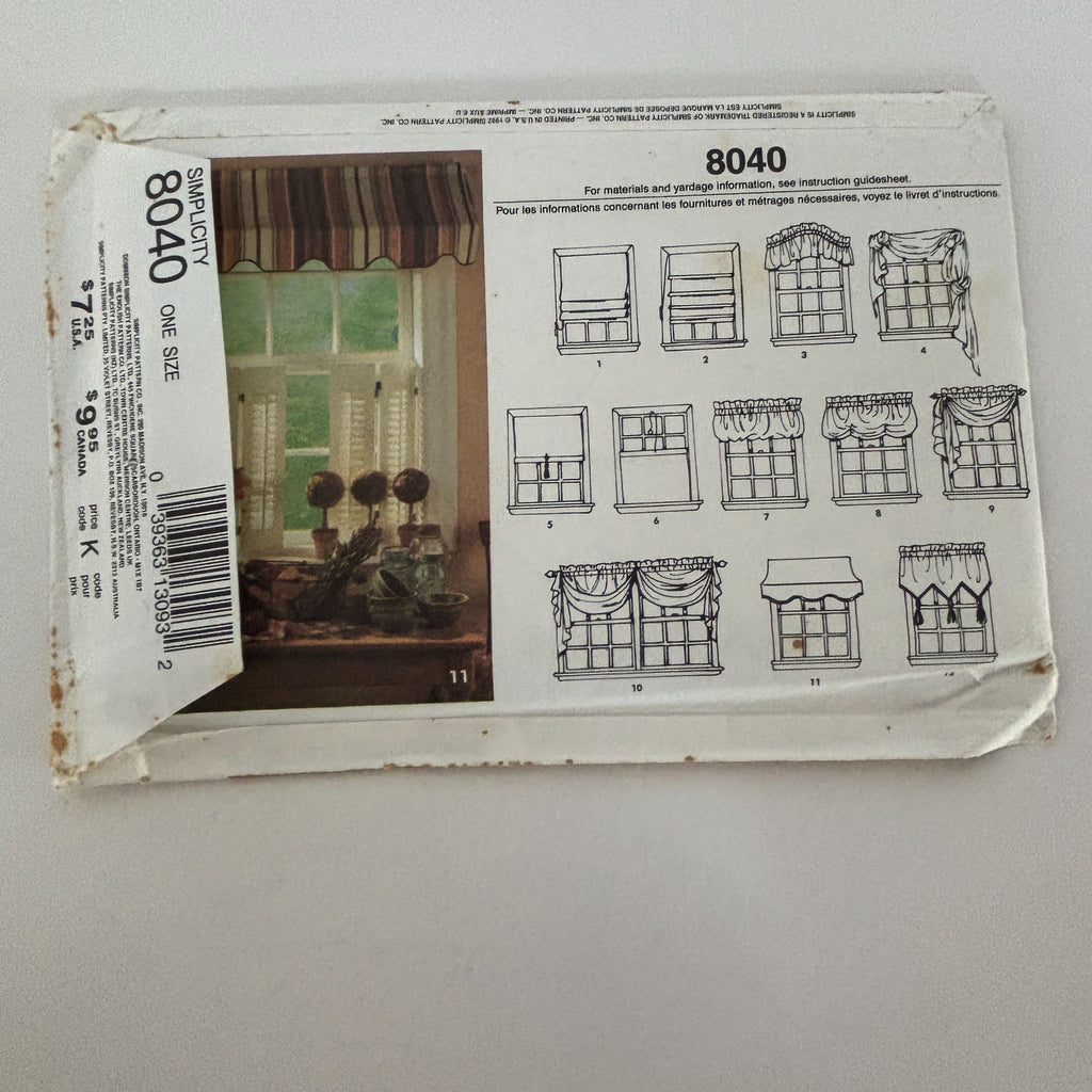 Simplicity Sewing Pattern 8040: Window Treatments