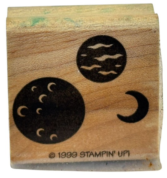 Stampin Up Rubber Stamp Moon Planets Outer Space Night Sky Craft Cardmaking Art