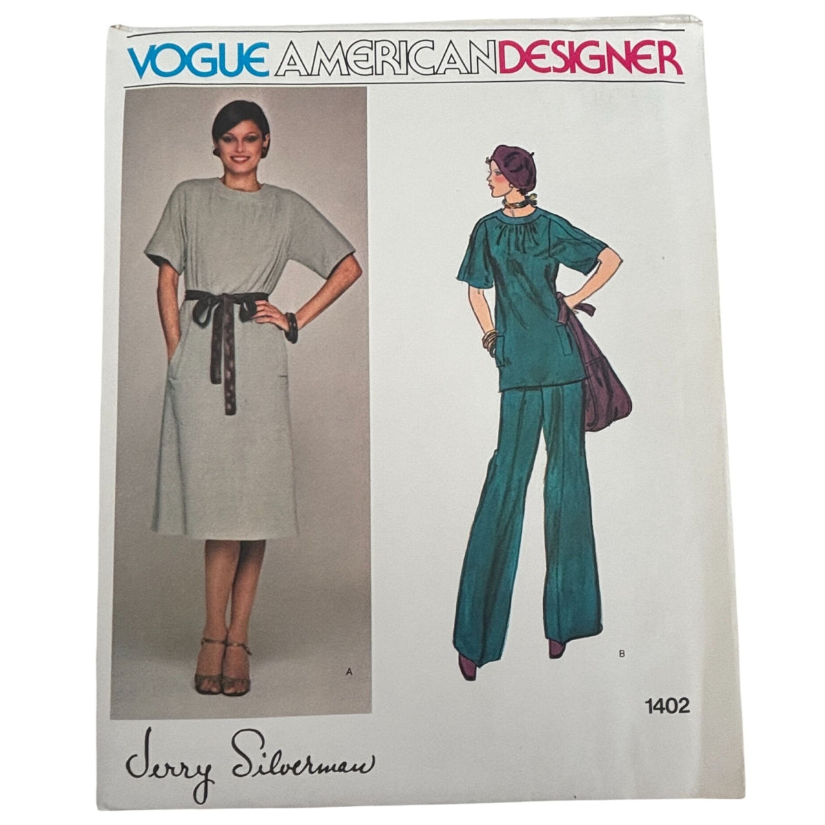 Vogue Sewing Pattern 1402 American Designer Jerry Silverman Dress Top Pants Size 10 Uncut