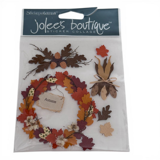 Jolees Boutique Autumn Sticker Collage Fall Wreath Scrapbooking Embellishments Cardmaking Thanksgiving Acorns