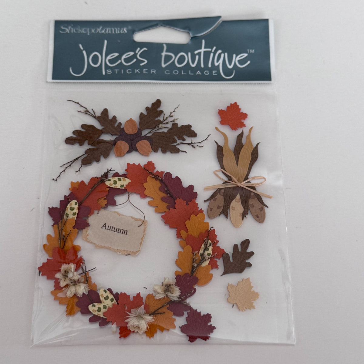 Jolees Boutique Autumn Sticker Collage Fall Wreath Scrapbooking Embellishments Cardmaking Thanksgiving Acorns