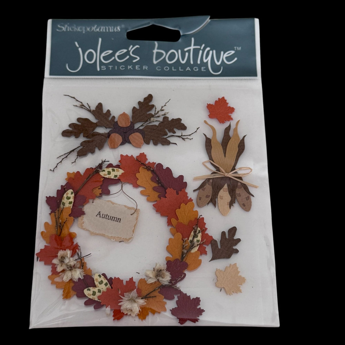 Jolees Boutique Autumn Sticker Collage Fall Wreath Scrapbooking Embellishments Cardmaking Thanksgiving Acorns