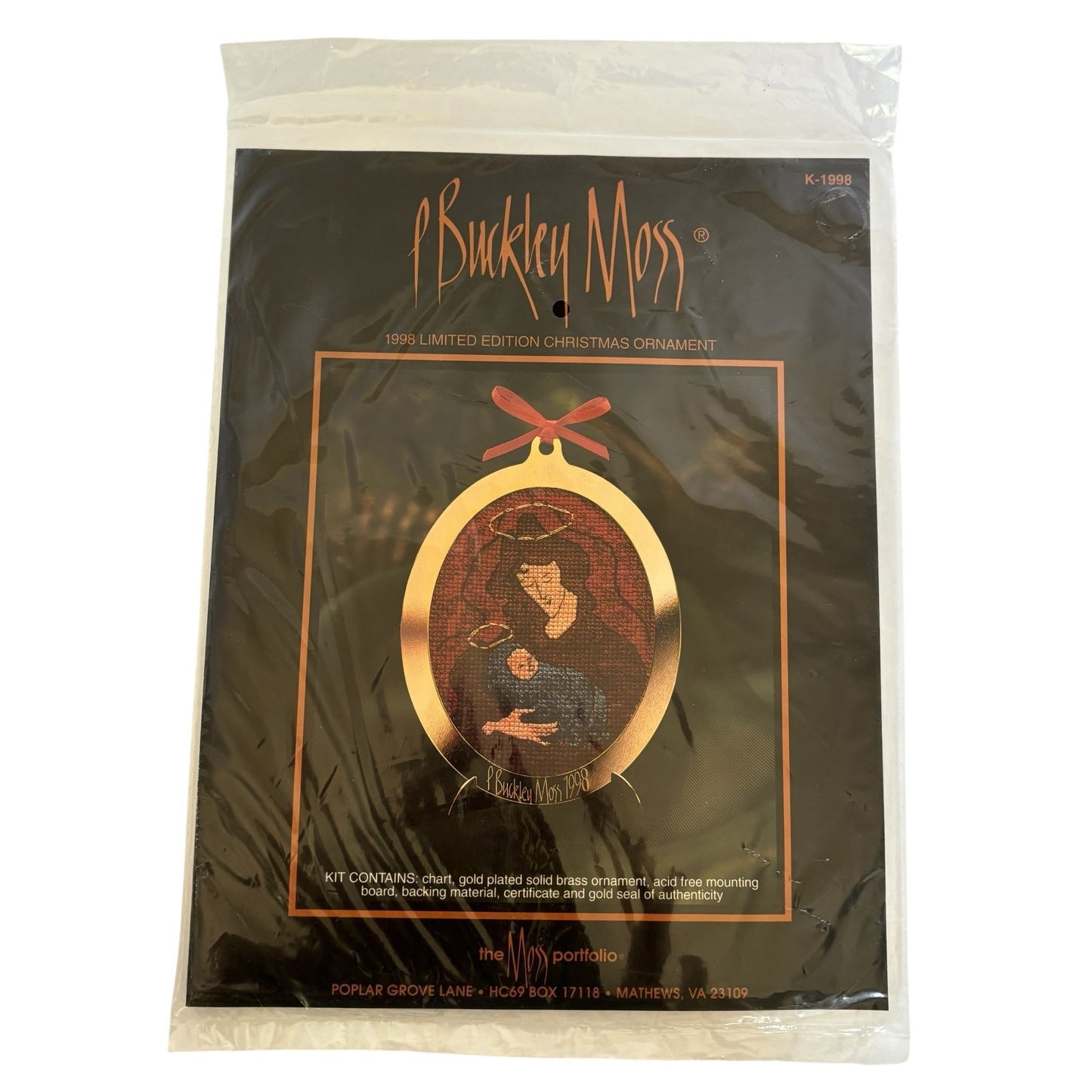 P Buckley Moss Cross Stitch Kit Christmas Ornament Jesus Mary 1998 Limited Ed