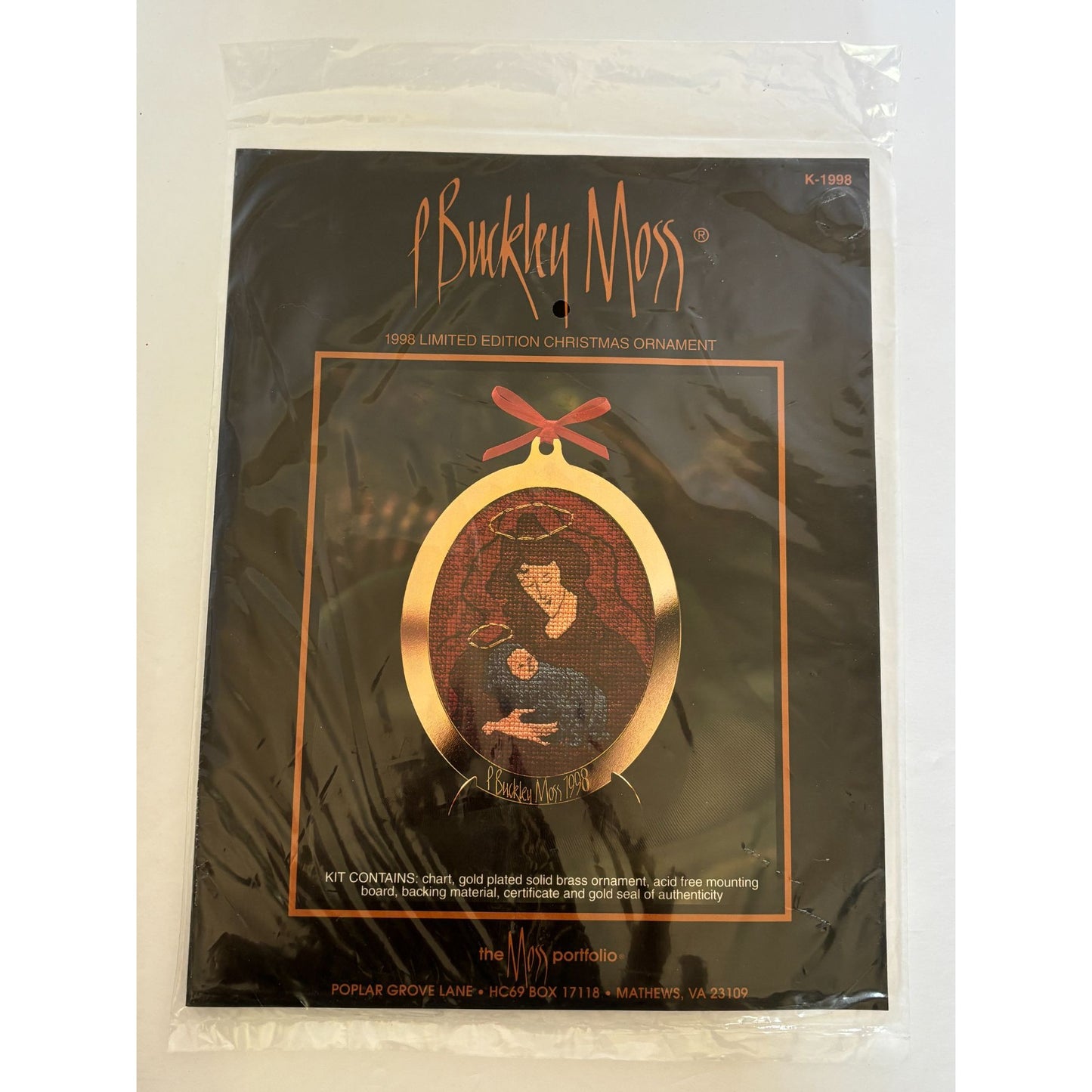 P Buckley Moss Cross Stitch Kit Christmas Ornament Jesus Mary 1998 Limited Ed