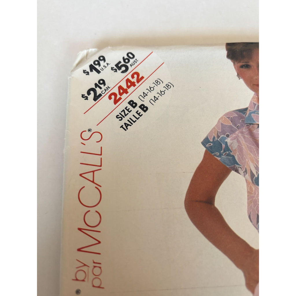 McCalls Stitch N Save Sewing Pattern 2442 Misses Top & Shorts Summer 14 16 18 UC
