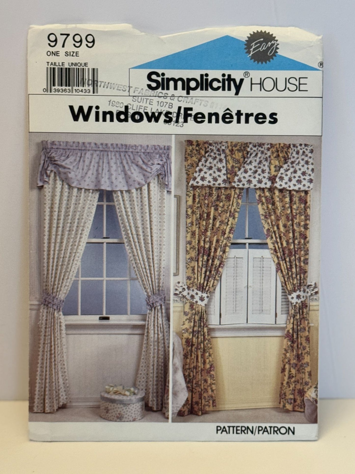 Simplicity Sewing Pattern 9799 Easy House Curtains Window Treatment Swag Valance