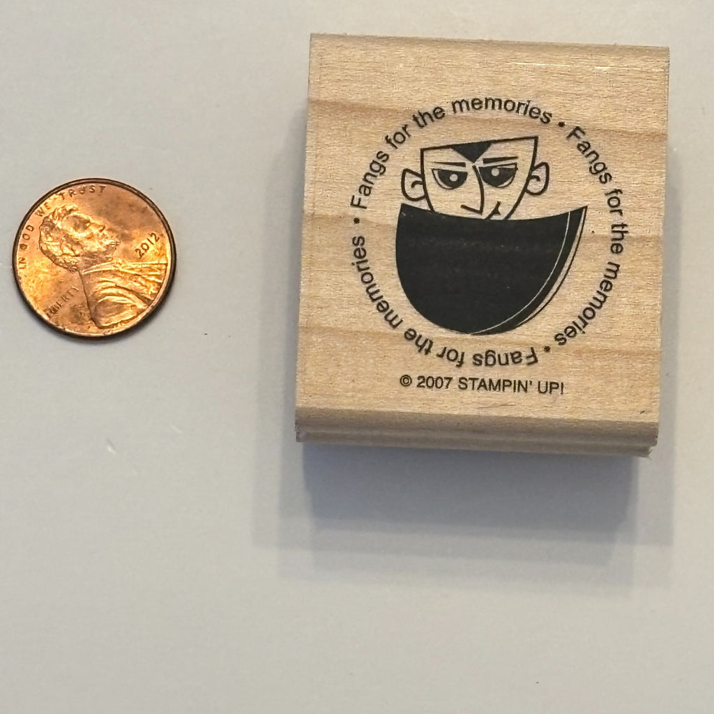Stampin Up Rubber Stamp Fangs For The Memories Vampire Thanks Pun Halloween Card Making