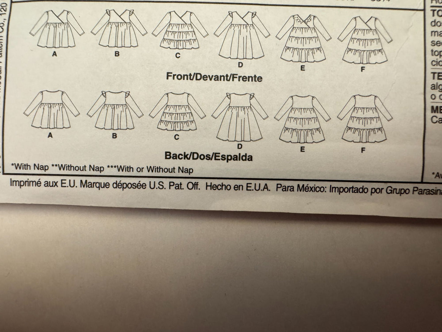 McCalls Sewing Pattern M6157 Girls Tops Dress Tiered Empire 7 8 10 12 14 Easy UC