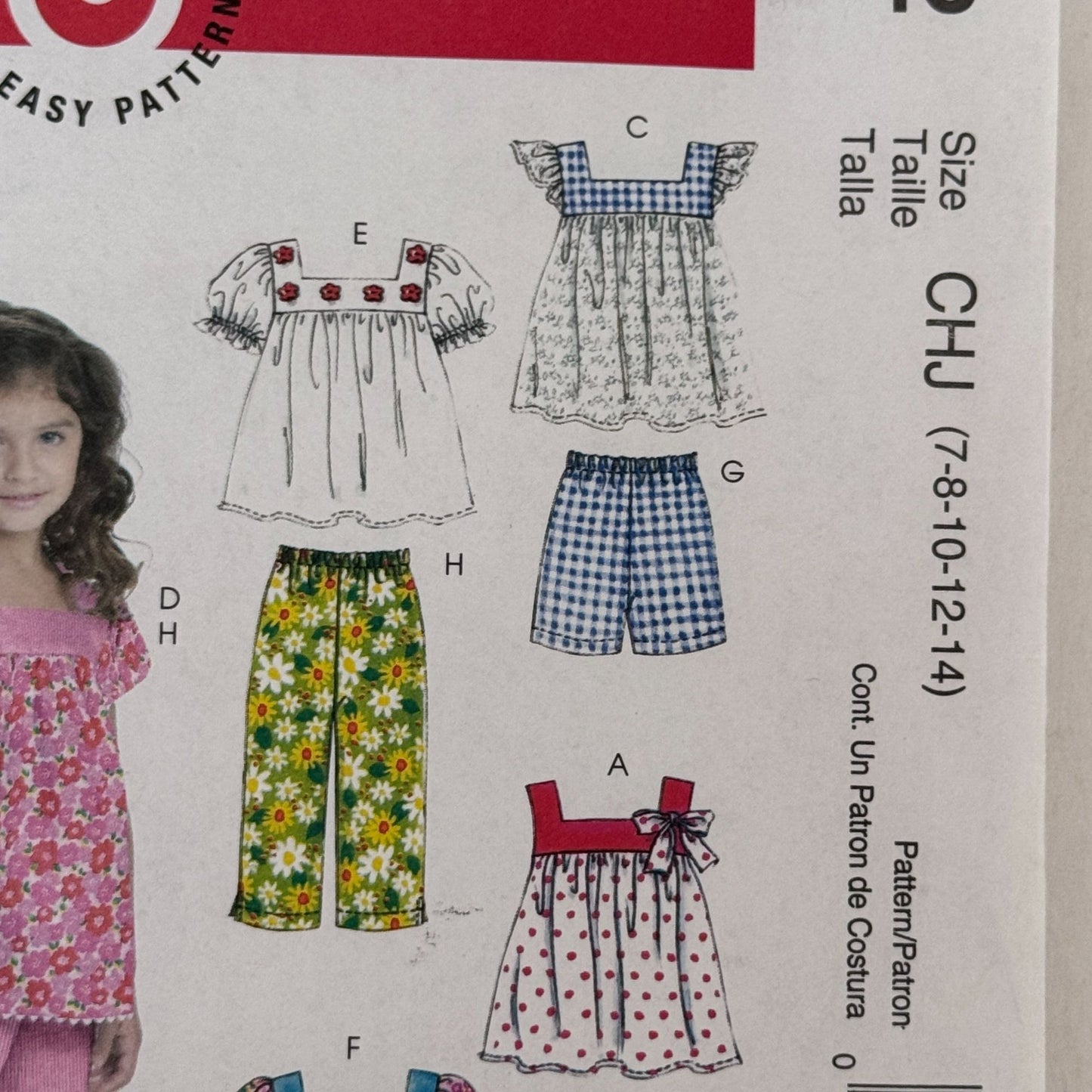 McCalls Sewing Pattern M6022 Girls Top Dress Shorts Pants Summer Outfit 7-14 Uncut