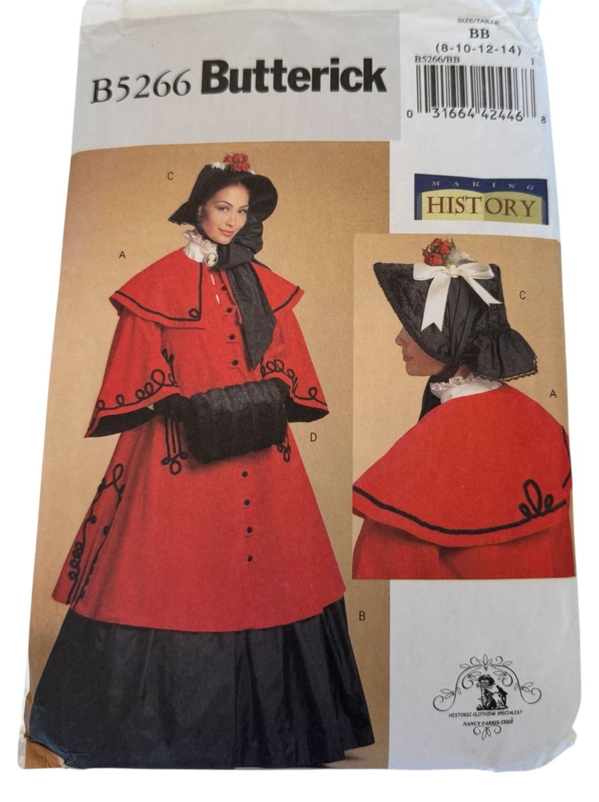 Butterick Sewing Pattern B5266 Victorian Christmas Costume Dickens Caroler 8-14