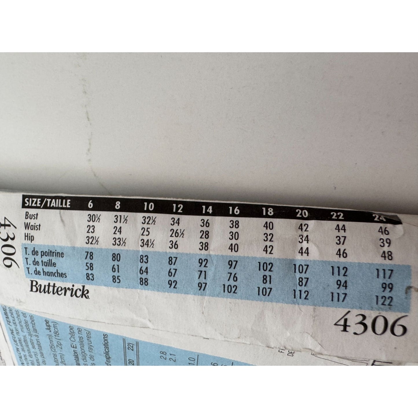 Butterick Sewing Pattern 4306 Work Suit Jacket Blazer Skirt Pants 1990s 18-22 UC