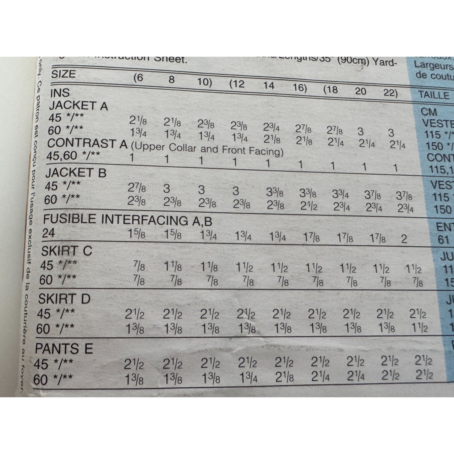 Butterick Sewing Pattern 4306 Work Suit Jacket Blazer Skirt Pants 1990s 18-22 UC