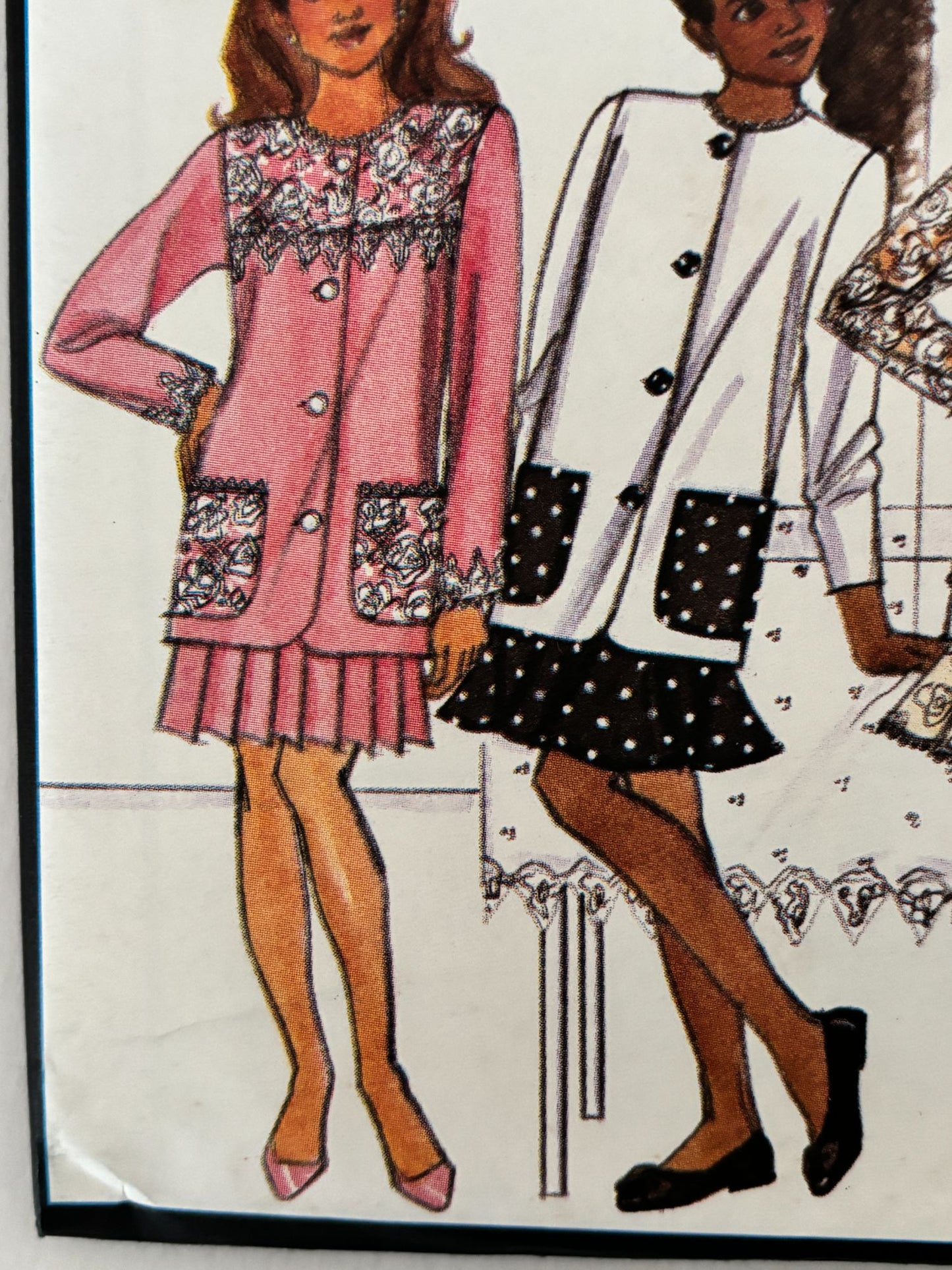 Butterick Sewing Pattern 6501 90s Girls Party Outfit Flounce Skirt Vintage 7-10 Uncut