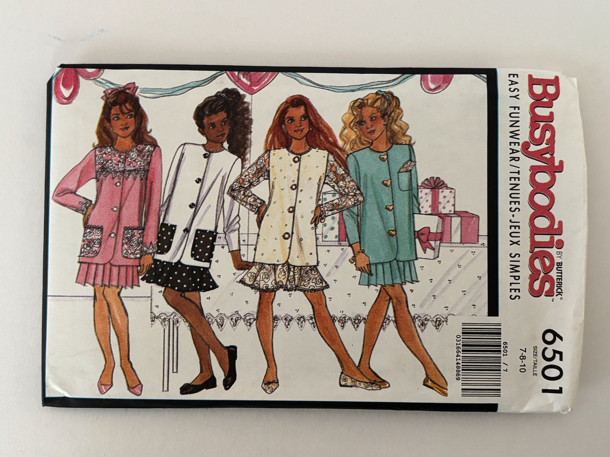 Butterick Sewing Pattern 6501 90s Girls Party Outfit Flounce Skirt Vintage 7-10 Uncut
