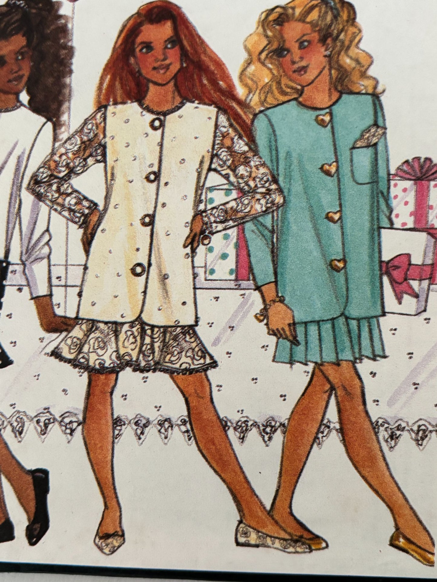 Butterick Sewing Pattern 6501 90s Girls Party Outfit Flounce Skirt Vintage 7-10 Uncut