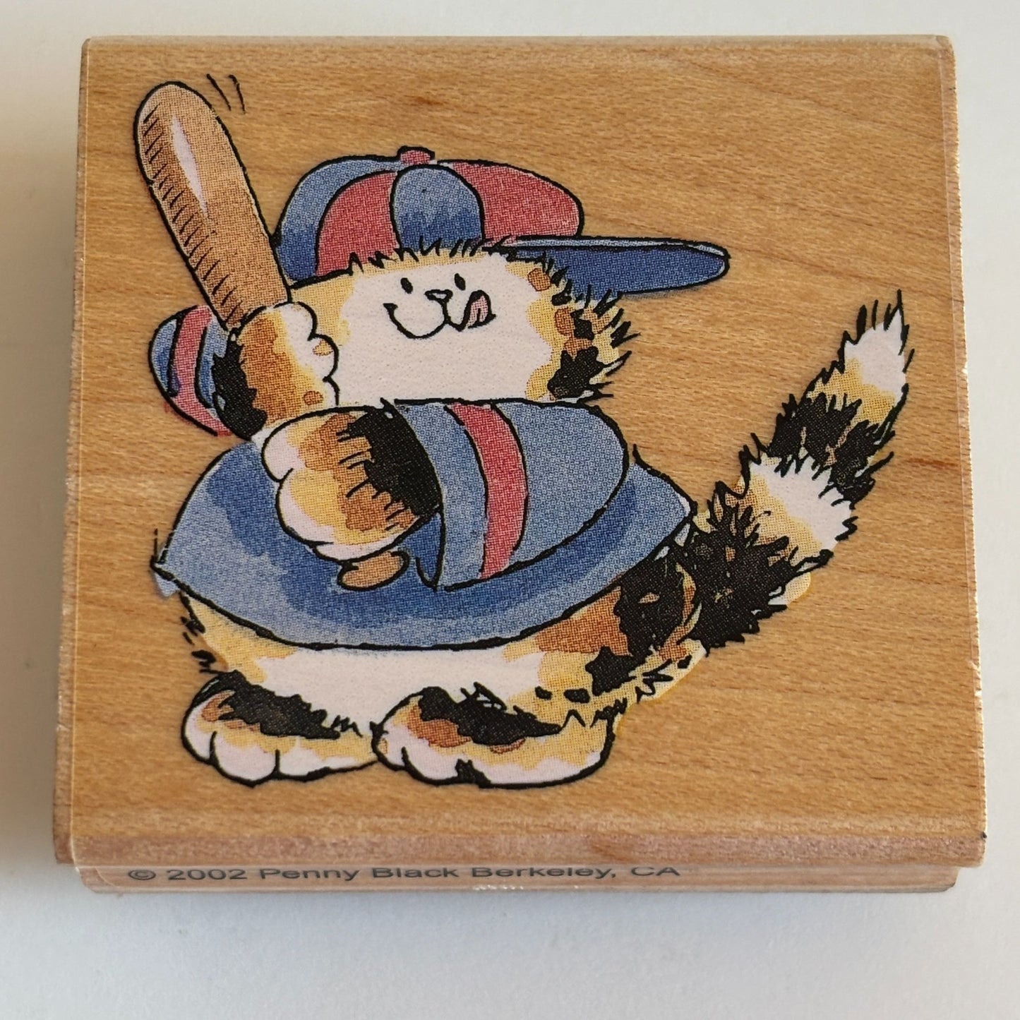 Penny Black Rubber Stamp Slugger Cat Playing Baseball Bat Sports Card Making