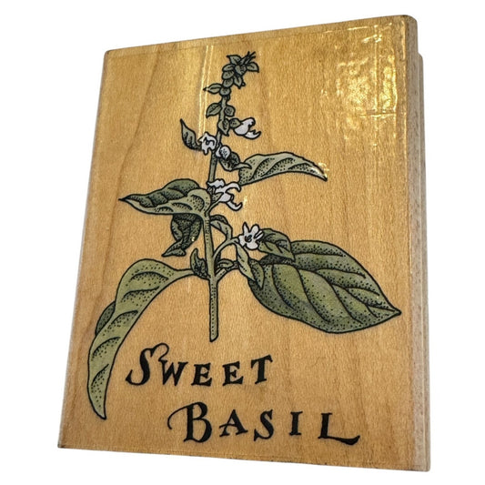 Rubber Stampede Rubber Stamp Sweet Basil Herb Garden Plant Food Card Making