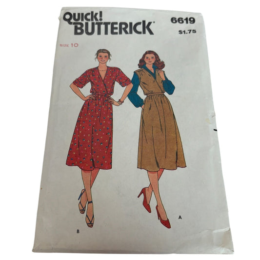 Butterick Sewing pattern 6619 Misses Jumper and Dress Mock Wrap V-Neck CUT Sz 10